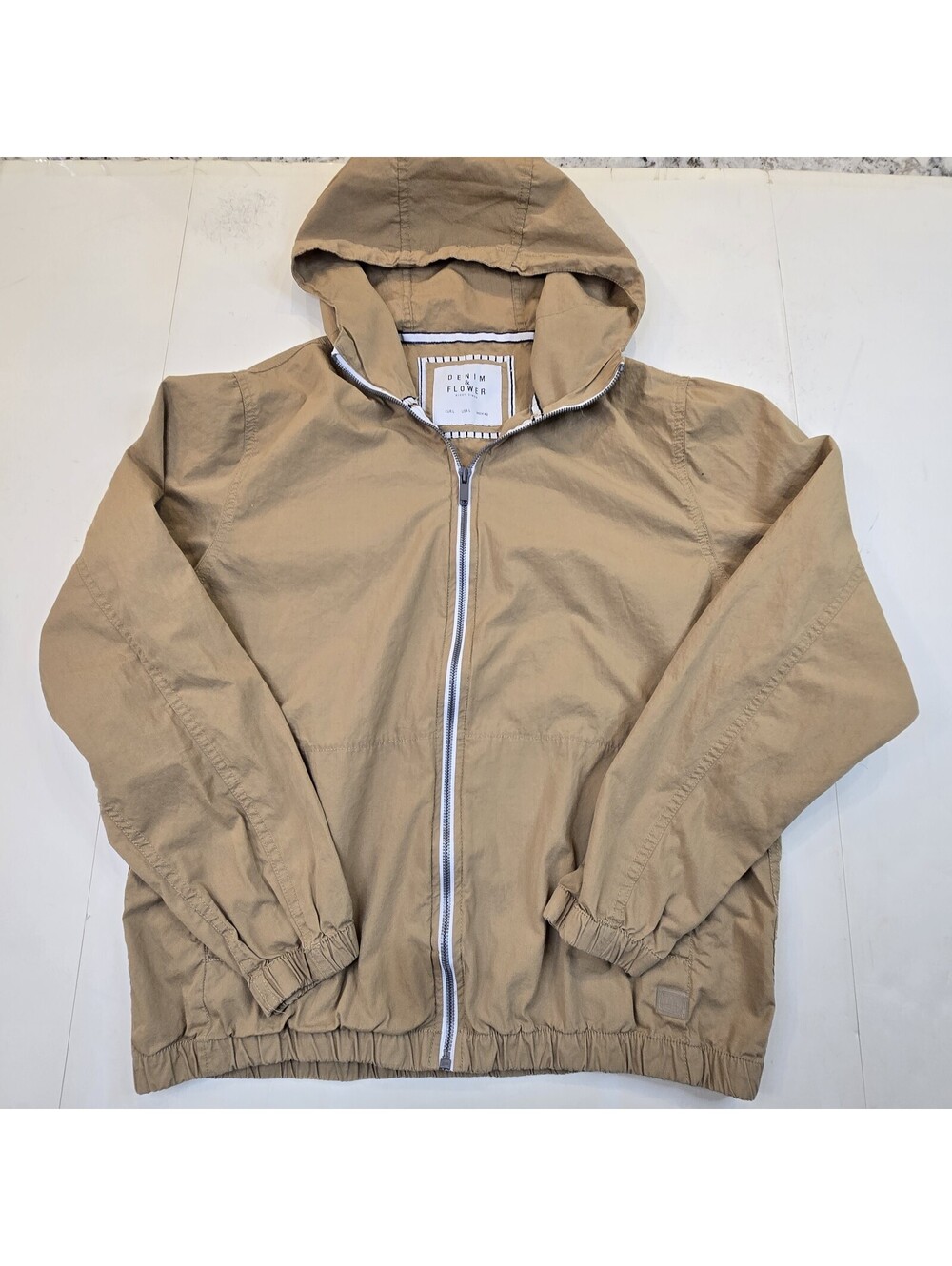 Denim & Flower Men's Hooded Performance Jacket in Khaki